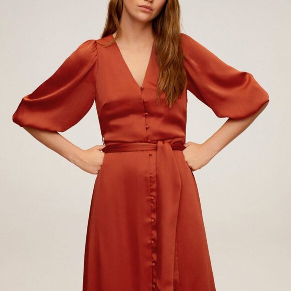 Dress Belted_Long 3/4 Sleeve_NWoT_Mango_Size 6/8/M - Picture 5 of 8